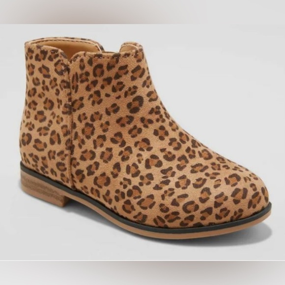 NWT Cat & Jack Penelope Ankle Bootie Boots Cheetah Leopard Brown Toddler - Picture 1 of 10